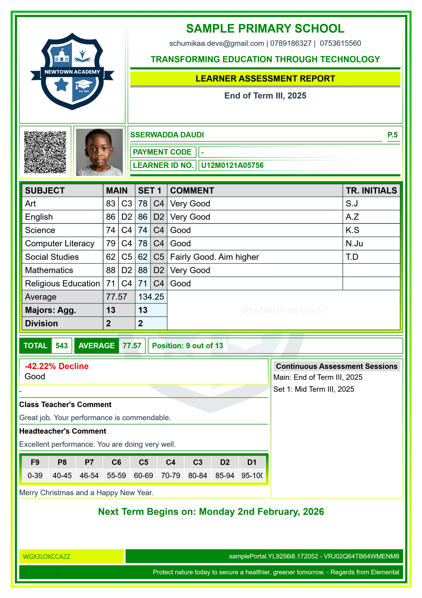 Elemental Report Cards