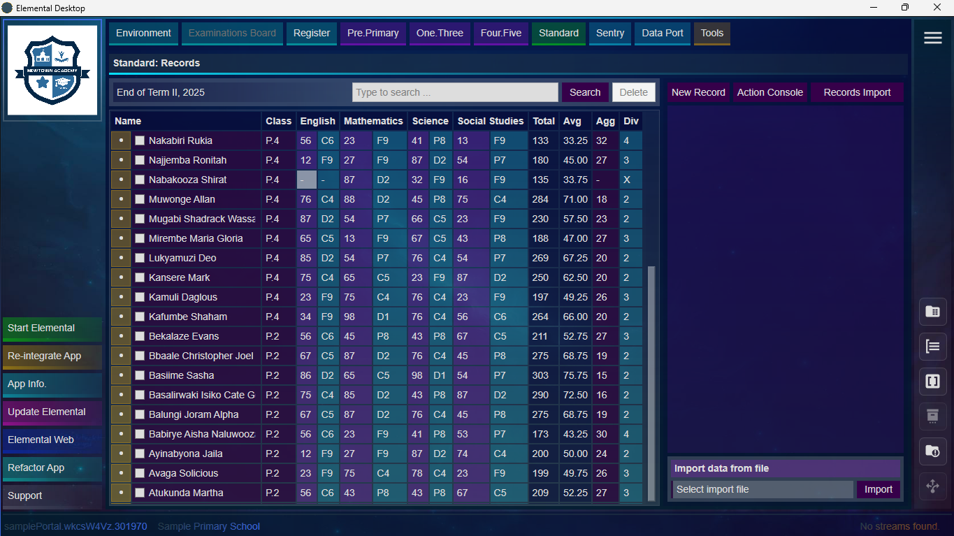Elemental: Learner records for standard assessment.